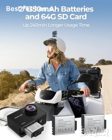 TIMNUT 4K , 48 MP HD WIFI екшън,подводна камера с 64 GB SD карта с дистанционно управление, снимка 4 - Камери - 52116978