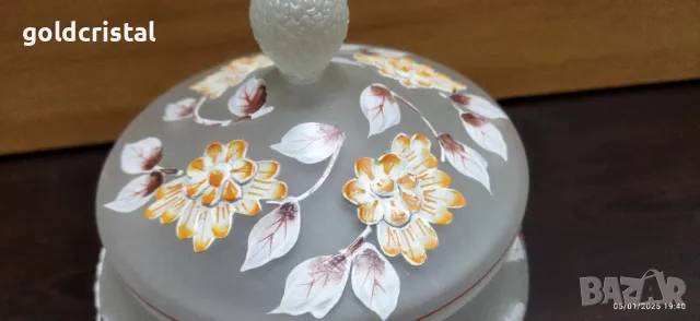 кристална купа ръчно рисувана, снимка 5 - Антикварни и старинни предмети - 48562196