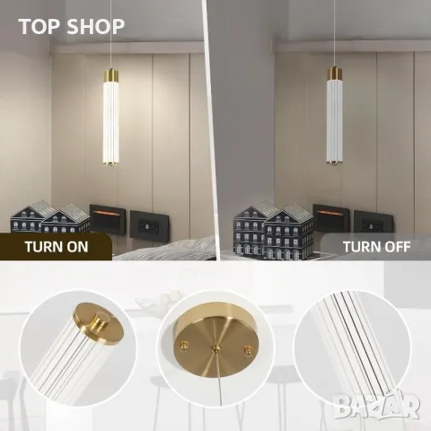 EIDISUNY, модерен пендел с кристален абажур, LED 14 W 4000k, снимка 5 - Лампи за таван - 49970004