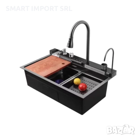 Многофункционална мивка Smart Heater Black, 80х46 см, филтър за вода, снимка 2 - Мивки - 51995099