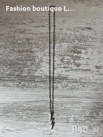 Сребърно синджирче с висулка гръмотевица с блестящи камъчета ❤️, снимка 6 - Колиета, медальони, синджири - 52412338