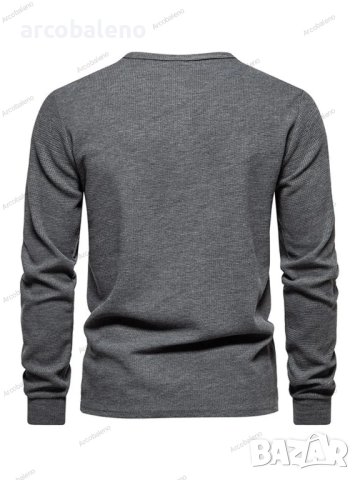 Мъжка тениска с дълги ръкави и четири копчета с гофрирано деколте, 6цвята , снимка 15 - Тениски - 42784166