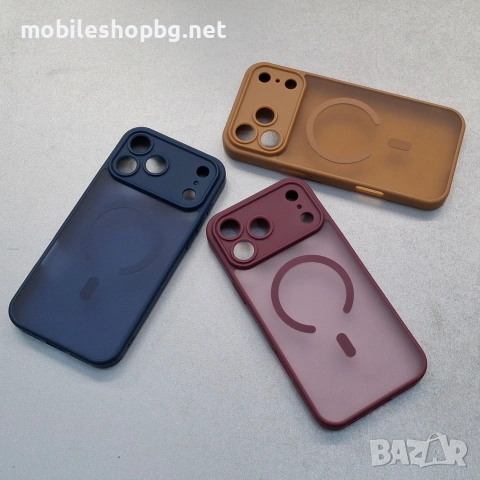 iPhone 17 Pro Max кейс MagSafe кафяв бордо тъмно син, снимка 4 - Калъфи, кейсове - 53880143