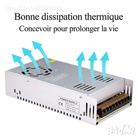 Захранване 12V 30A 360W AC/DC SMPS адаптер, снимка 3 - Друга електроника - 54136932