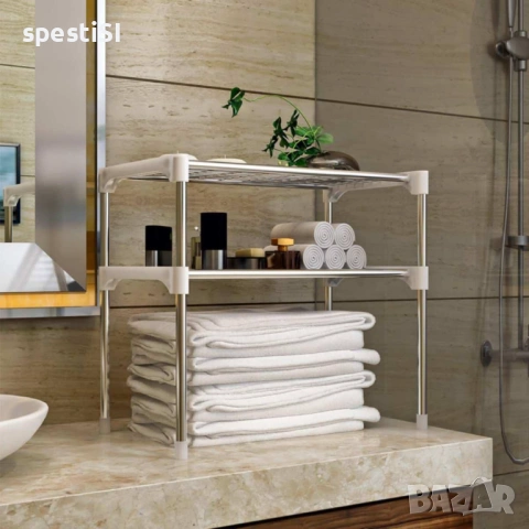 Етажерка за микровълнова на две нива, бяла - КОД 4962, снимка 4 - Аксесоари за кухня - 54152425