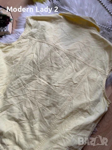 Жълт дънков елек, снимка 4 - Елеци - 50897691