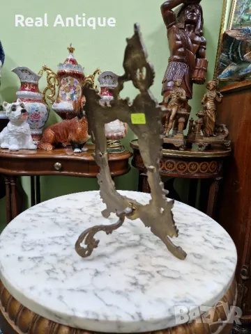 Стара страхотна антикварна английска бронзова поставка за снимки , снимка 7 - Антикварни и старинни предмети - 50263051