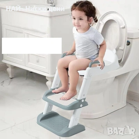 Детска тоалетна седалка със стълби, подлакътник, неплъзгаща се, регулируема по височина, сгъваема, т