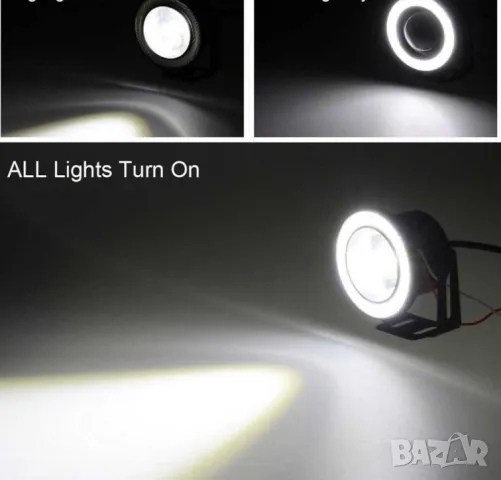 Универсални фарове за мъгла с рингове тип ангелски очи Angel Eyes, снимка 6 - Аксесоари и консумативи - 49660001