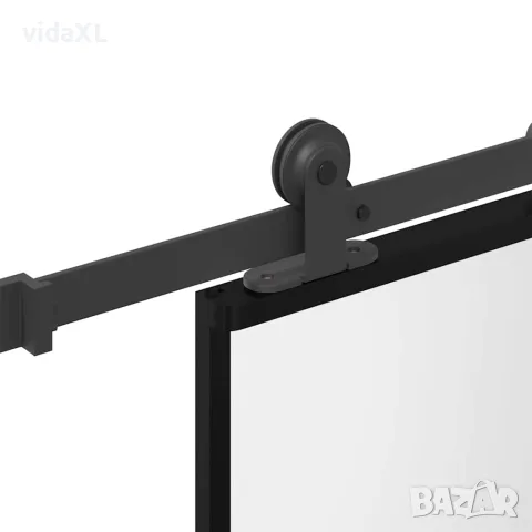 vidaXL Плъзгаща се врата с обков 76x205 см Закалено стъкло&Алуминий, снимка 4 - Входни врати - 56147078