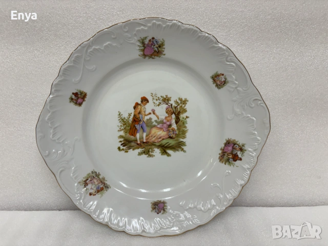 Голяма чиния (плато) от полски порцелан с декор "Ромео и Жулиета"