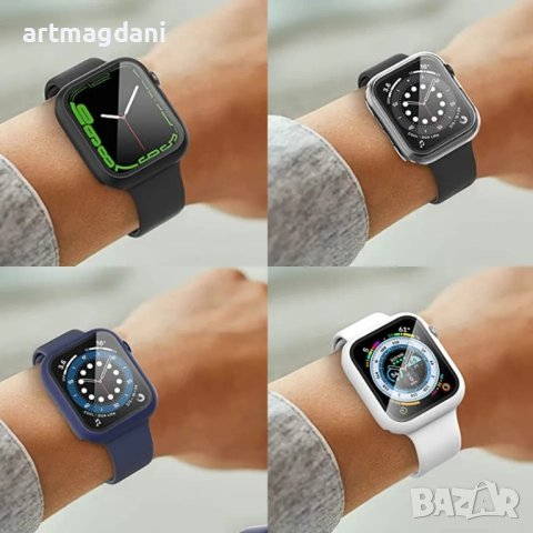 360 кейс с протектор за дисплея на Apple Watch 45mm – сребрист, снимка 3 - Аксесоари за Apple - 42517882