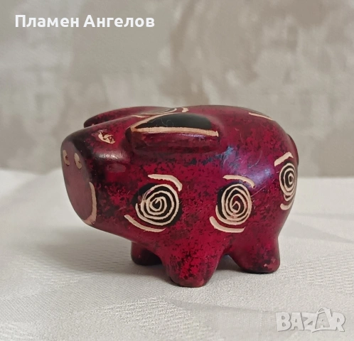 Автентична фигурка "Прасенце" от африкански сапунен камък. Ръчна изработка. , снимка 4 - Антикварни и старинни предмети - 54260716