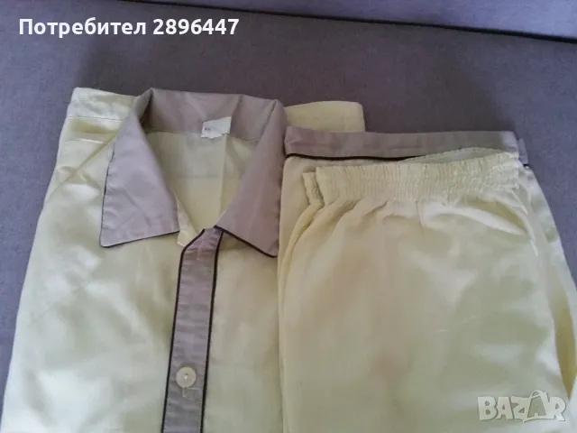 Мъжка пижама, финна материя, памук, бледо жълта, снимка 3 - Бельо - 48112423