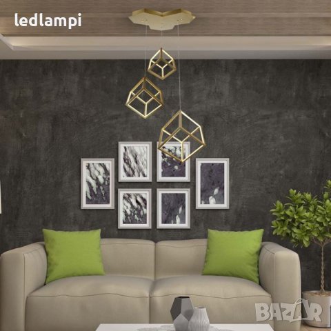 LED Полилей 46W Златен Топло Бяла Светлина, снимка 6 - Полилеи - 42268225