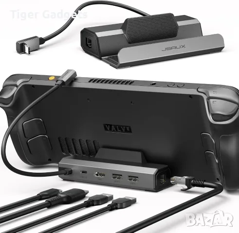 JSAUX HB0602 5-in-1 Docking Station – 4K@120Hz HDMI 2.1, 100W PD, Ethernet за Steam Deck, ROG Ally, снимка 3 - Кабели и адаптери - 56105169