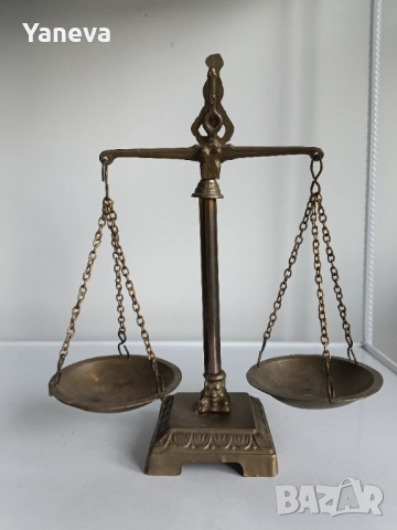 Vintage, бронзова, златарска, аптекарска везна. , снимка 4 - Статуетки - 52743237
