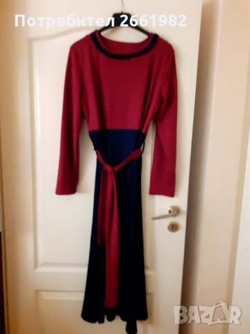 Прекрасна, стилна , дълга рокля в червено и синьо, снимка 3 - Рокли - 32025121