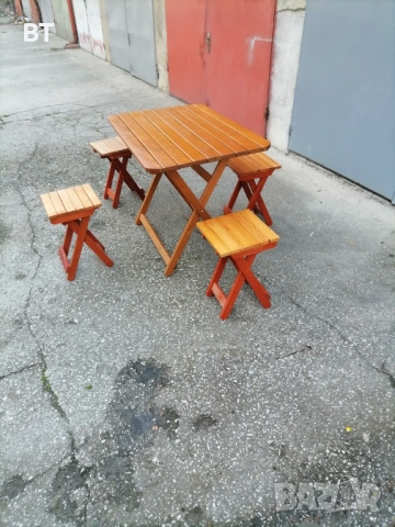 Градински комплект сгъваема маса и столове., снимка 2 - Градински мебели, декорация  - 54322555