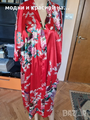 Дамски копринен халат тип кимоно, снимка 2 - Други - 52648354