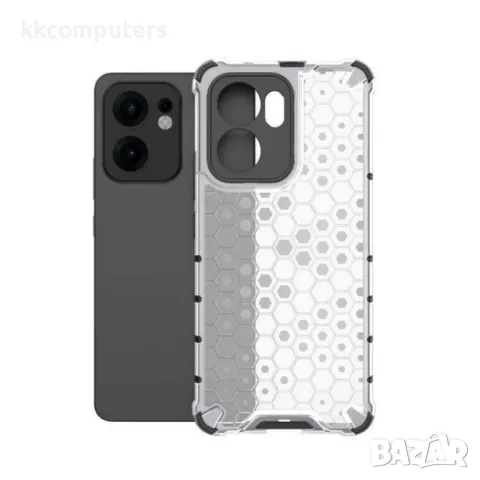 OPPO Reno13 F 5G Силиконов Калъф Honeycomb TPU и Протектор, снимка 4 - Калъфи, кейсове - 49906447