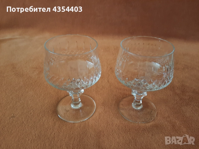 Винтидж български кристални чаши – 2 броя, снимка 4 - Чаши - 52418401