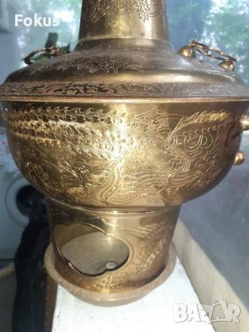 Страхотен стар месингов мангал уред печка, снимка 2 - Антикварни и старинни предмети - 53371349