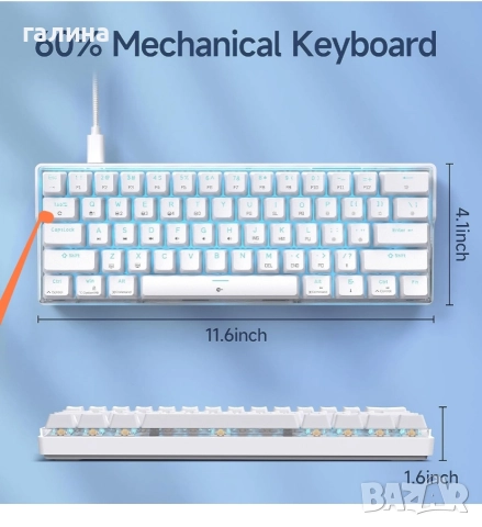 Механична клавиатура 60%, KEMOVE K61SE, Gaiming, жична, снимка 3 - Клавиатури и мишки - 52673457