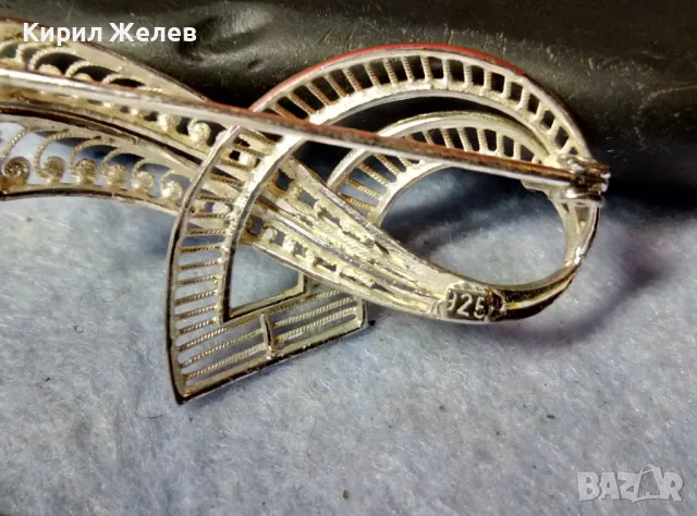 ПРЕКРАСНА НЕЖНА АЖУРНА СРЕБЪРНА АР НУВО СТИЛ БРОШКА СРЕБРО 925 Стара РЪЧНА РЕТРО ИЗРАБОТКА 40794, снимка 7 - Антикварни и старинни предмети - 48468002