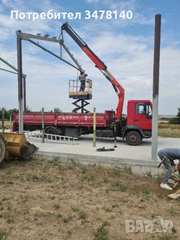 МАН САМОСВАЛ С КРАН, снимка 2 - Камиони - 52540528