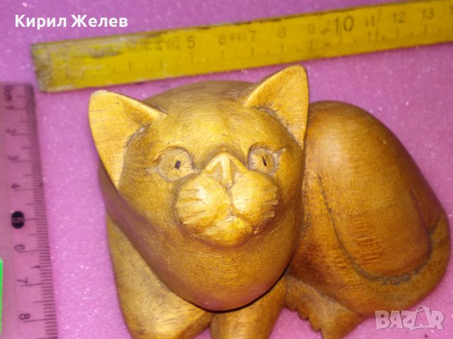 СИМПАТИЧНО МАЛКО СЛАДКО КОТЕНЦЕ ДЕКОРАТИВНА ДЪРВЕНА ФИГУРКА Стара РЪЧНА АРТ ИЗРАБОТКА 42883, снимка 3 - Статуетки - 44314427