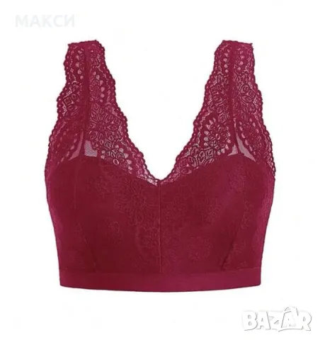 Макси луксозно еластично бюстие с красива дантела и ластичен кант в бордо, снимка 1