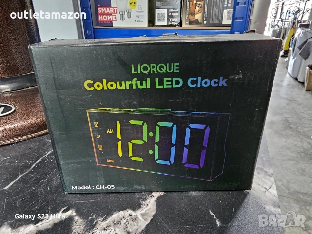 LIORQUE Будилник за нощно шкафче, цифров будилник с 8 цвята голям LED дисплей, снимка 9 - Друга електроника - 52734727