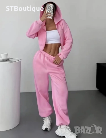 🩷🤍🩵🩶Дамски ежедневен комплект – Суичър с паднали рамене + Джогър панталон🩷🤍🩵🩶, снимка 10 - Спортни екипи - 52424377