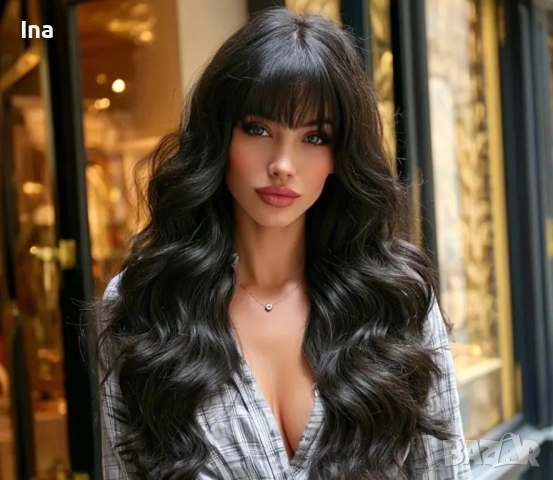 Черна чуплива дълга перука, снимка 2 - Аксесоари за коса - 52190380