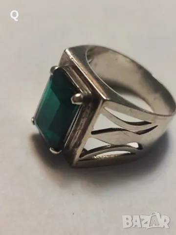 стар сребърен пръстен с Изумруд, снимка 7 - Пръстени - 49237843