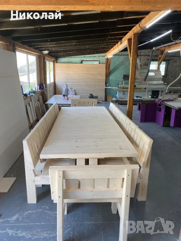 Дървена маса със столове, снимка 3 - Маси - 50909585