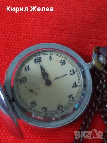 МЪЛНИЯ ГЛУХАР Стар РУСКИ ДЖОБЕН ЧАСОВНИК МОЛНИЯ СССР с ПОРЦЕЛАНОВ ЦИФЕРБЛАТ и КЮСТЕК 34879, снимка 13 - Джобни - 46505166