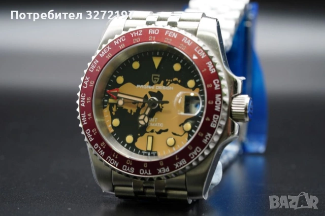 PAGANI DESIGN автоматичен часовник с Японски механизъм SEIKO NH34 GMT,стъкло сапфир,водоустойчив, снимка 14 - Мъжки - 45696273