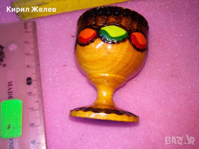 СТАРА ПИРОГРАФИРАНА ДЕКОРАТИВНА ДЪРВЕНА ЧАШКА ЕТНО СУВЕНИР РЪЧНА ИЗРАБОТКА 42849