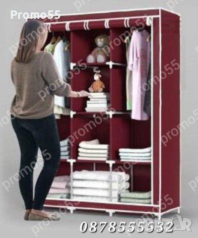 Текстилен триклирен гардероб, Органайзер за дрехи 130х175х45 см., снимка 5 - Гардероби - 42519027