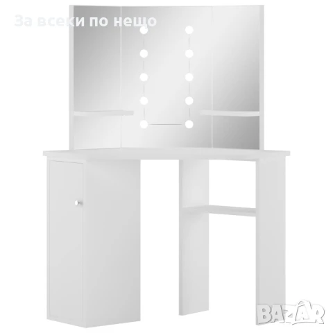 Ъглова тоалетка с LED осветление, бяла Код P1015