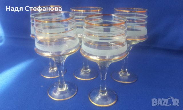 Комплект ретро чаши и кана за алкохол, чашите са 6 бр/посипка, златни кантове/, снимка 4 - Други ценни предмети - 39984218