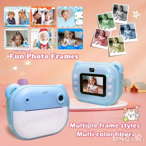 Детски Фотоапарат камера с незабавен печат и функции „Направи си сам“, снимка 5 - Други - 52447412