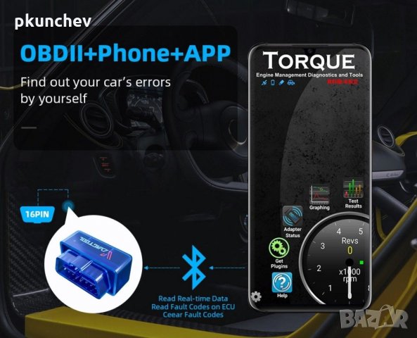 OBD2 bluetooth автомобилен скенер, снимка 5 - Аксесоари и консумативи - 31432337