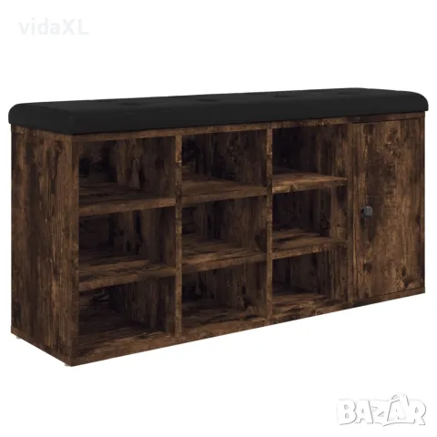 vidaXL Пейка за обувки, опушен дъб, 102x32x50 см, инженерно дърво
