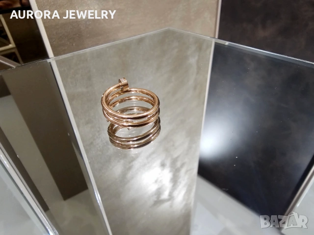 CARTIER Nail Juste un Clou Double Rose Gold Diamonds Пръстен Пирон, снимка 6 - Пръстени - 53237970