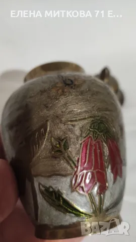 Съд с капак-от масивен месинг ръчно гравиран и рисуван, снимка 2 - Антикварни и старинни предмети - 50295150