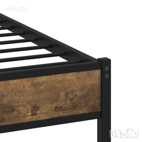 vidaXL Метална рамка за легло, без матрак, опушен дъб, 140x200 см, снимка 7 - Спални и легла - 56147468
