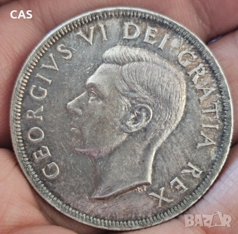 1 Долар 1949 Канада - сребро , снимка 2 - Нумизматика и бонистика - 54347488